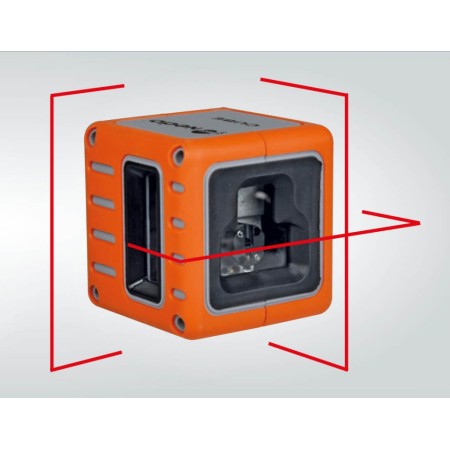 Cube je červený křízový laser s přesností +/- 3mm / 10m a dosahem 25m
